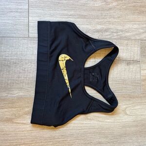 Nike Black Sports Bra with Gold Swoosh